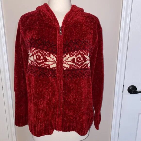 Sonoma fluffy chenille zip front hoodie sweater  L/XL Like NEW!!! - Picture 1 of 3